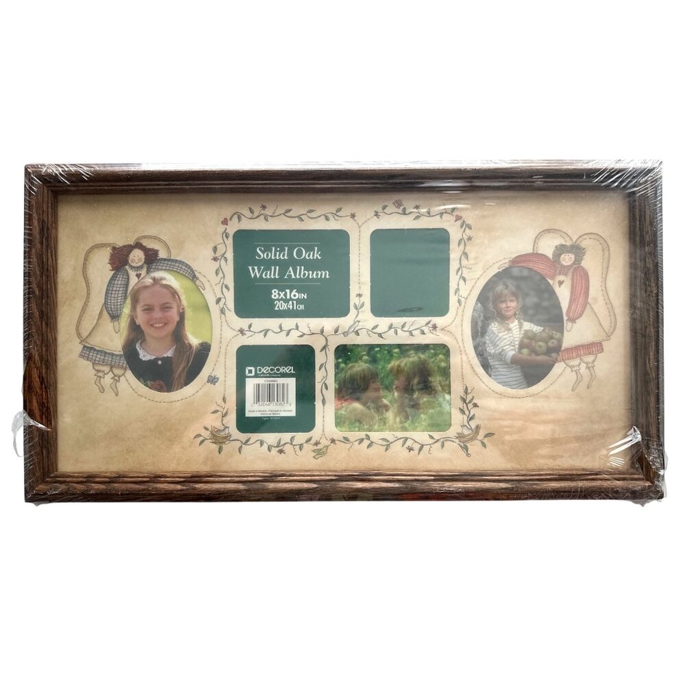 Solid Oak Photo Frame Y2K Decorel 8x16 For 6 Pictures Vintage New Sealed
